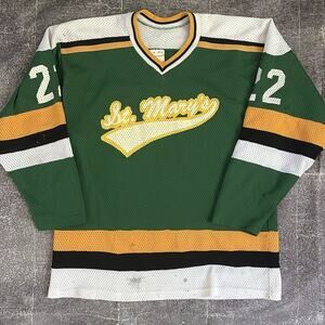Men's Vintage 70s Cooper St Marys Knights Game Worn Used Ice Hockey Jersey Sz XL